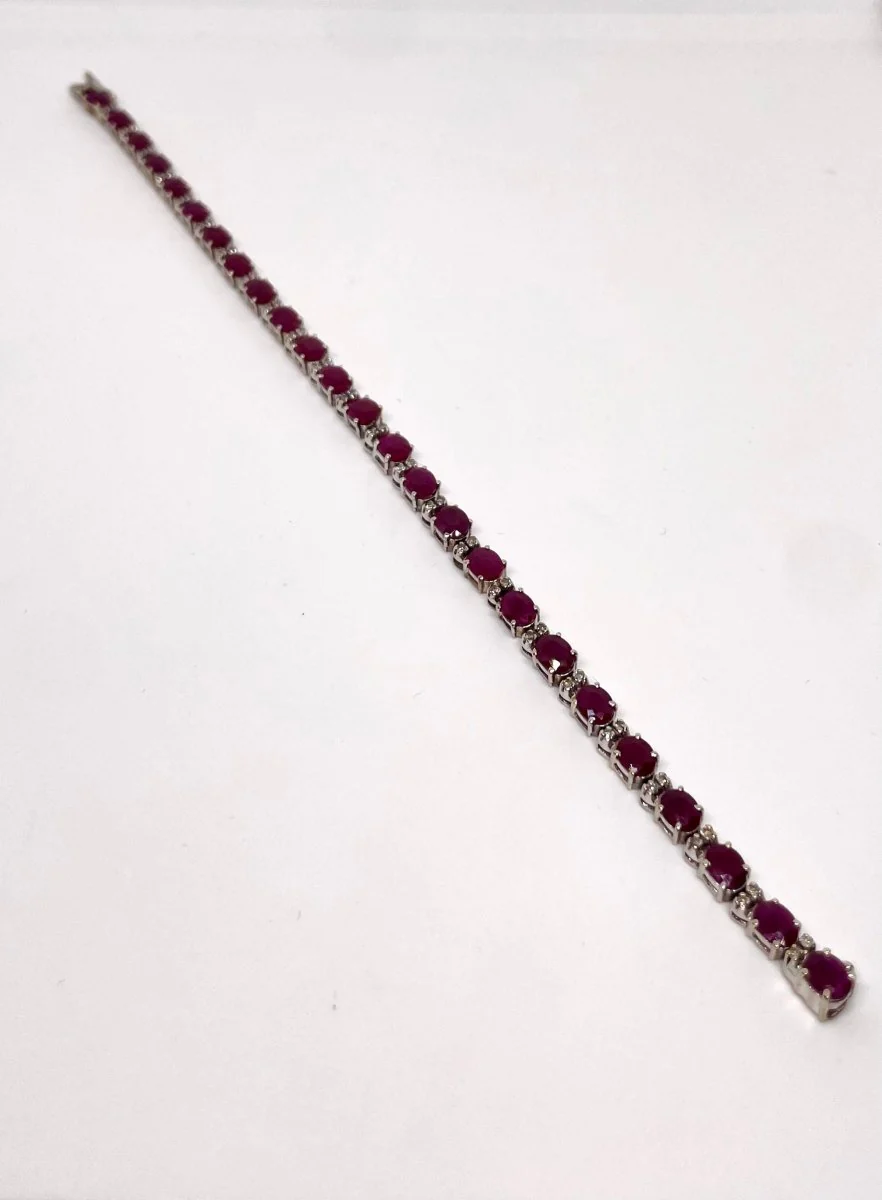 Bracelet tennis or blanc rubis et diamants - Image 3