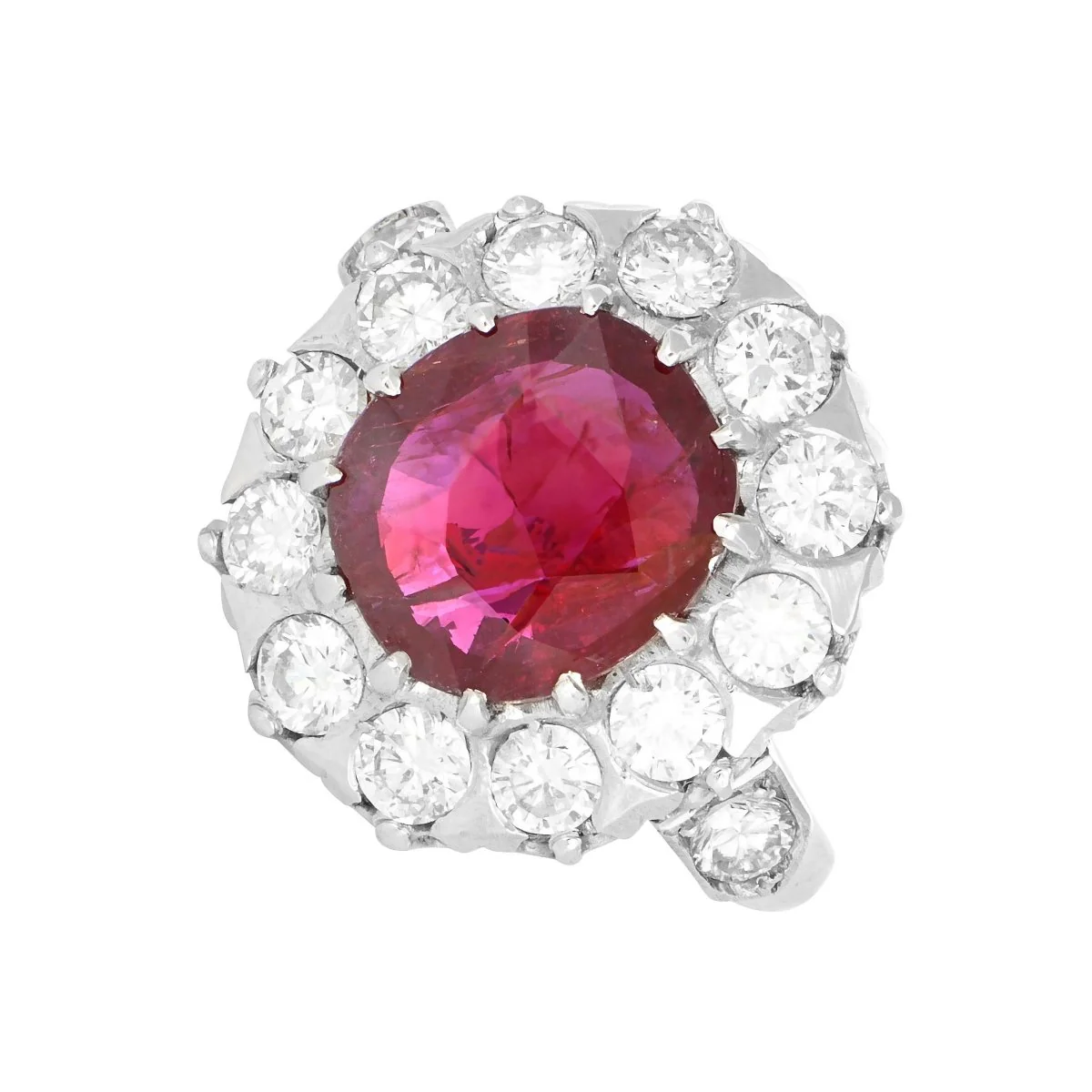 Bague Pompadour Or Gris, Rubis Non ChauffÃ© et Diamants