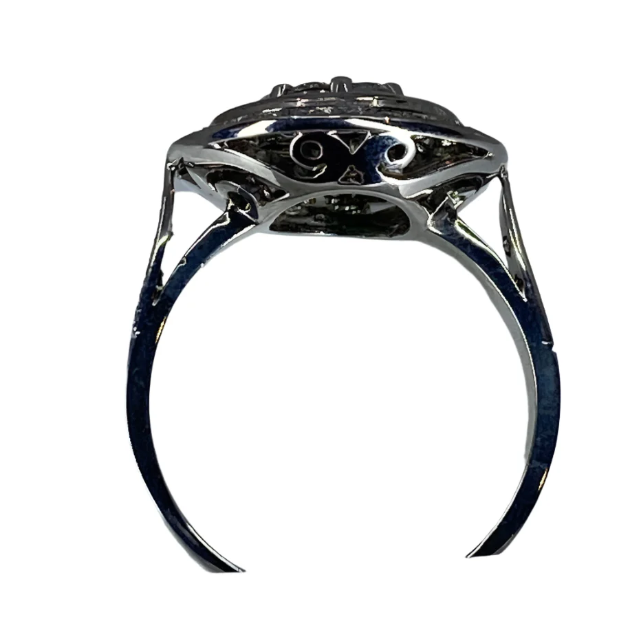 Bague ronde en or 18 carats en émeraudes et diamants de style ART DECO - Image 2