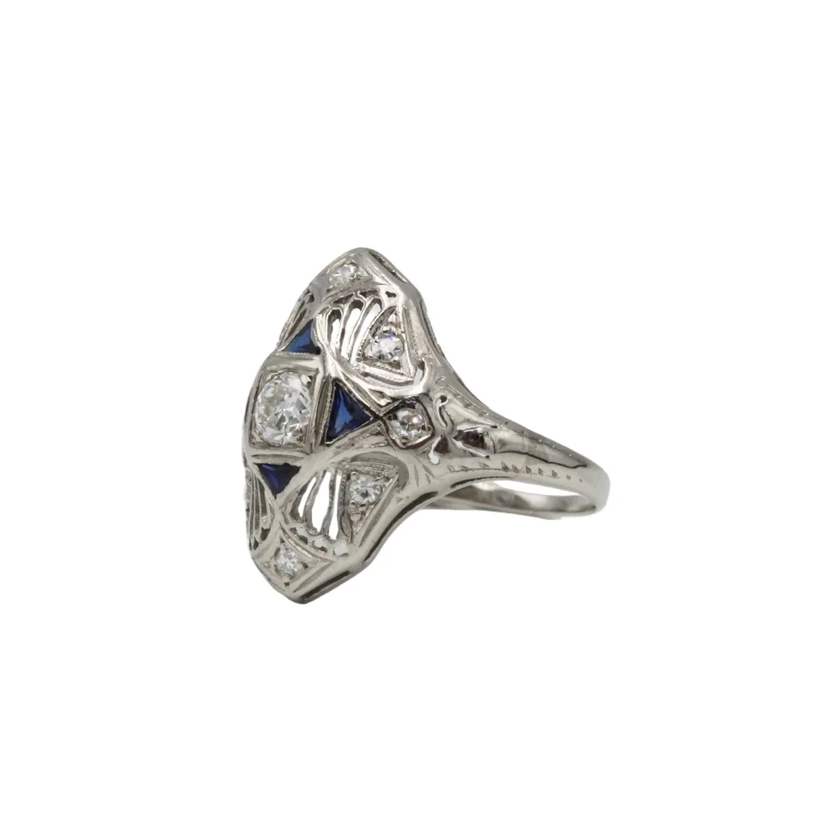 Bague en platine, saphirs et diamants - Image 2