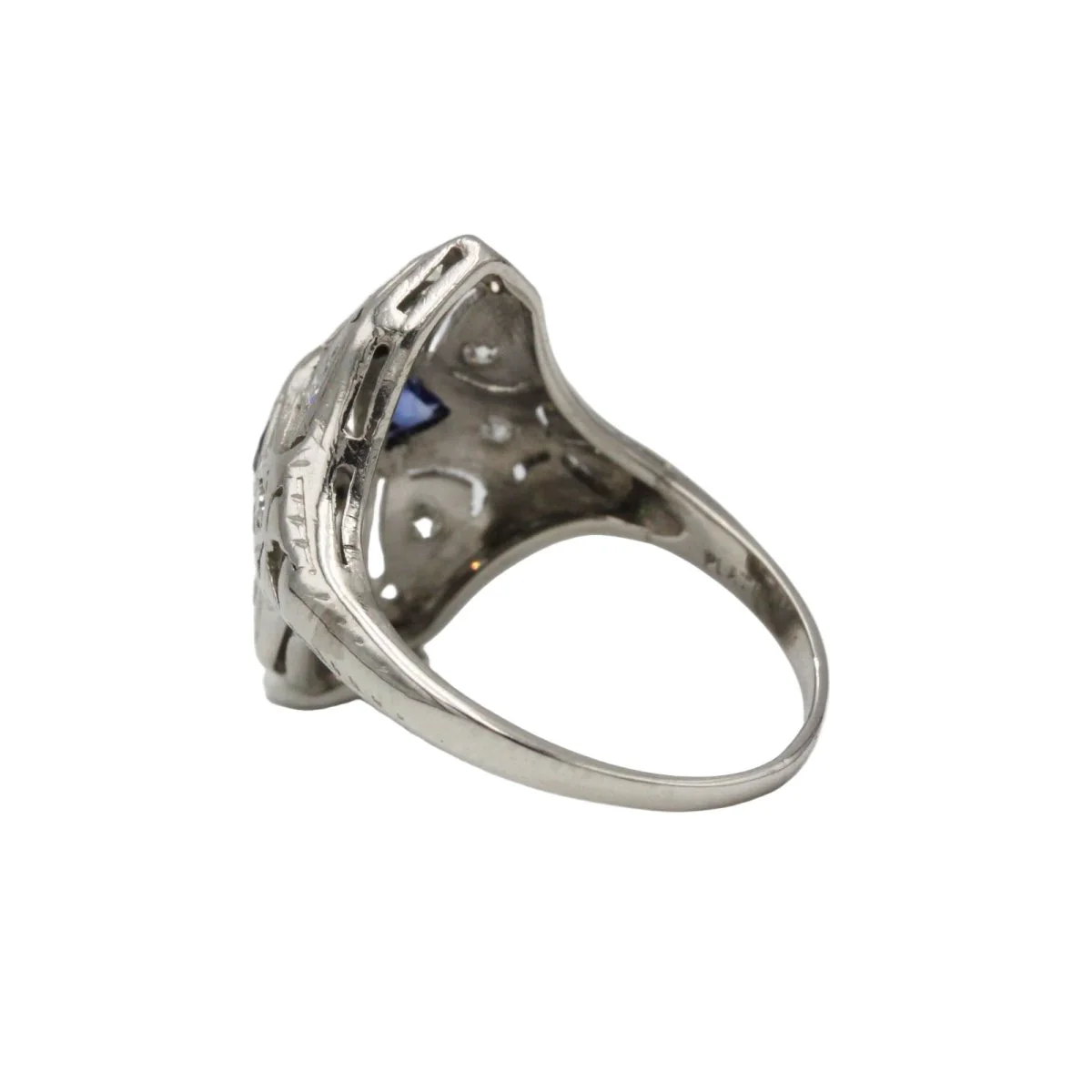 Bague en platine, saphirs et diamants - Image 3