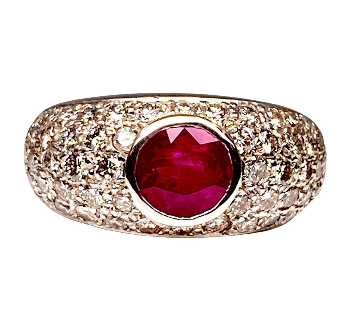 Bague Jonc en or blanc rubis et diamants