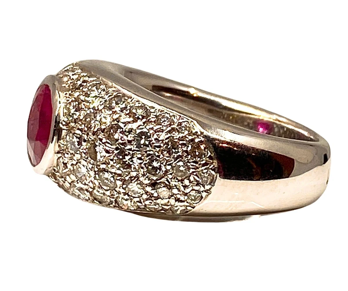 Bague Jonc en or blanc rubis et diamants - Image 3