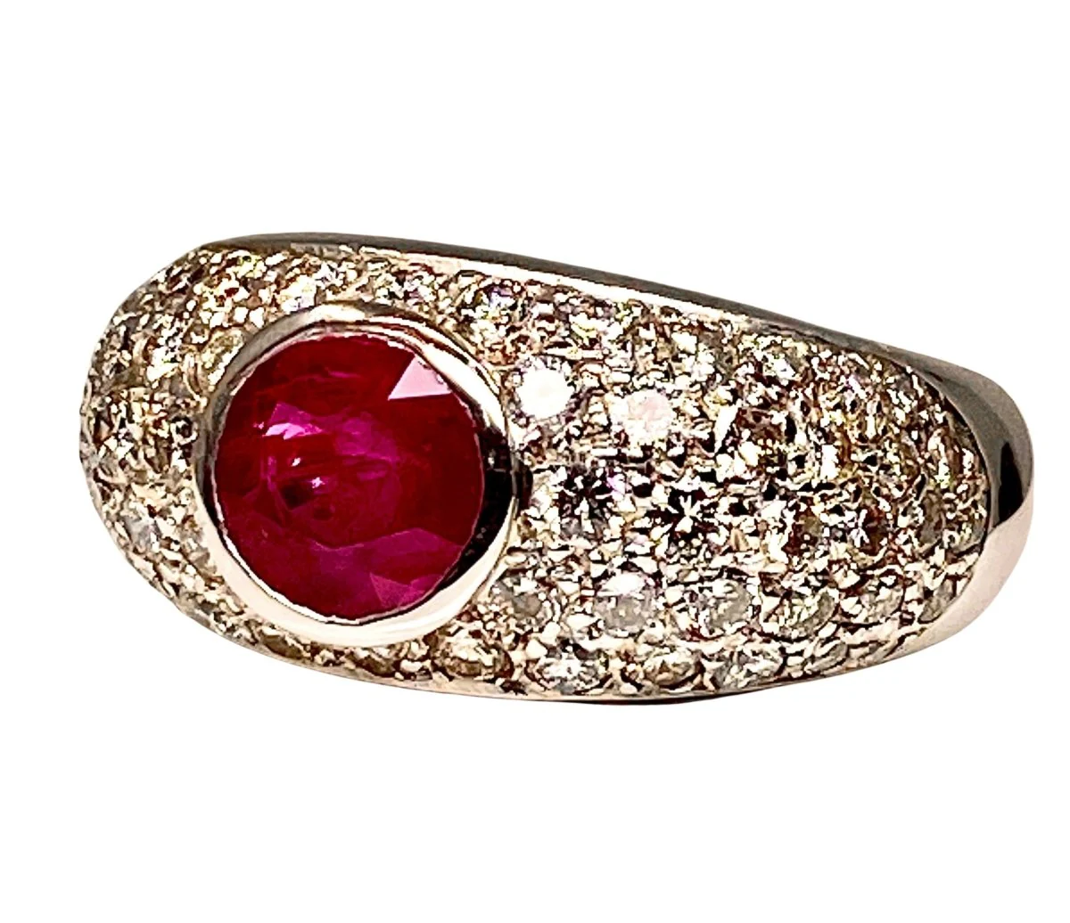 Bague Jonc en or blanc rubis et diamants - Image 4