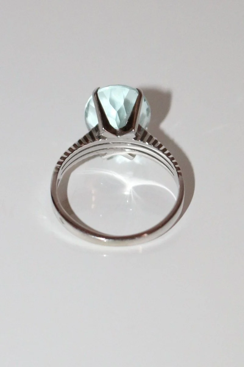 Bague Or Blanc Aigue-marine 4.66cts - Image 4