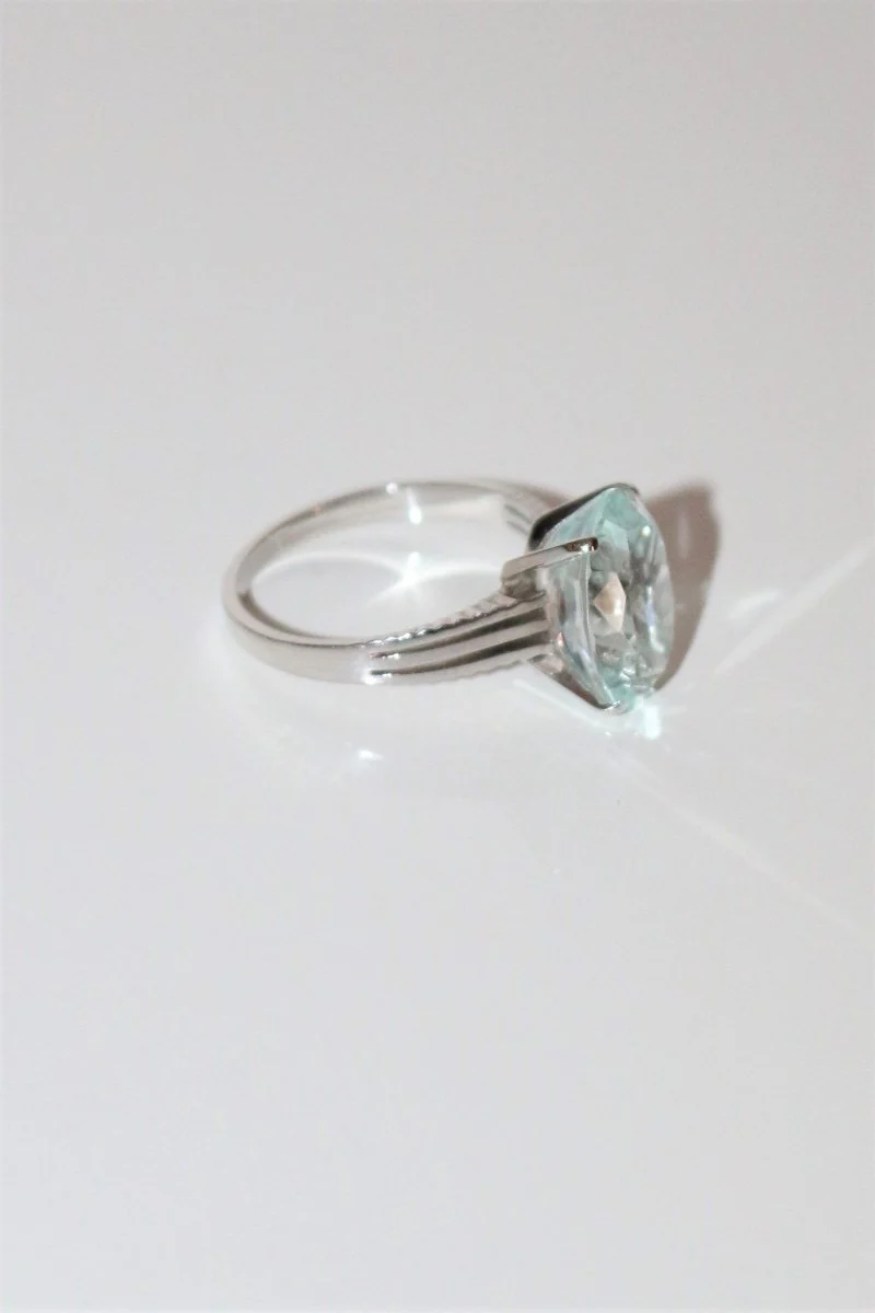 Bague Or Blanc Aigue-marine 4.66cts - Image 5