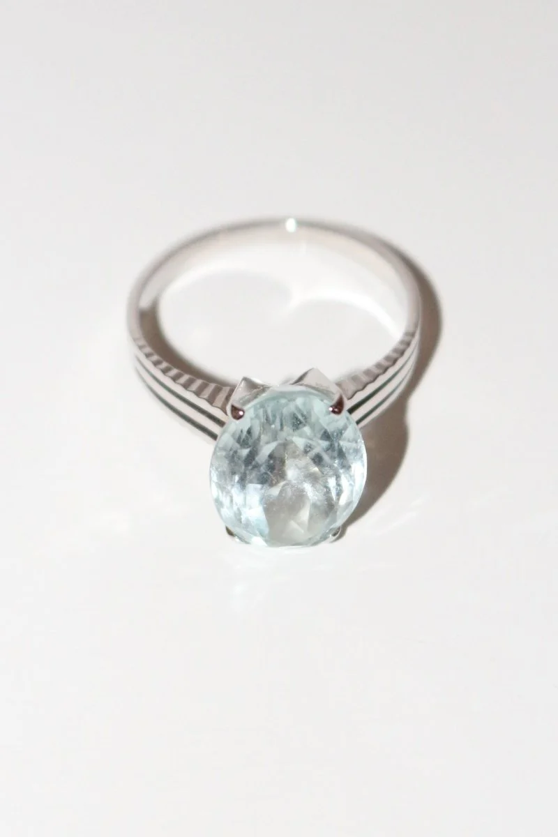 Bague Or Blanc Aigue-marine 4.66cts - Image 6