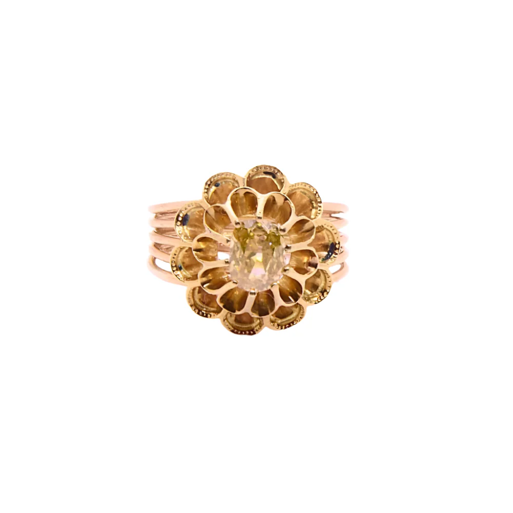 Bague fleur Napoléon III en or jaune et diamants