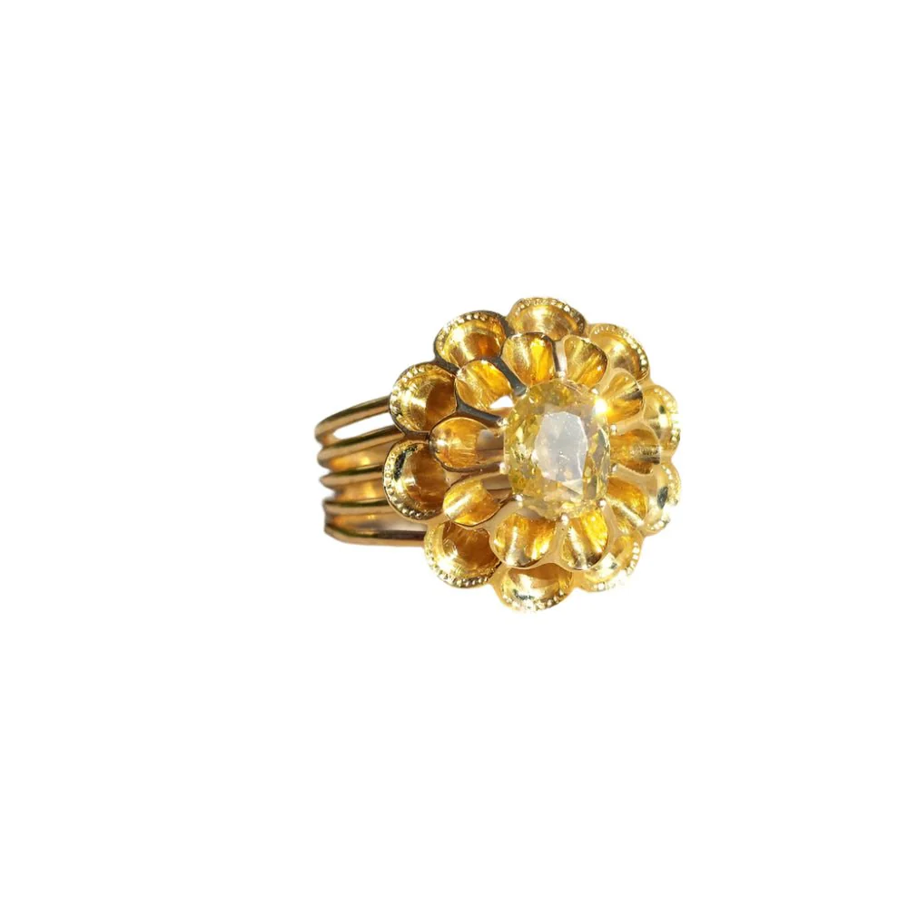 Bague fleur Napoléon III en or jaune et diamants - Image 3
