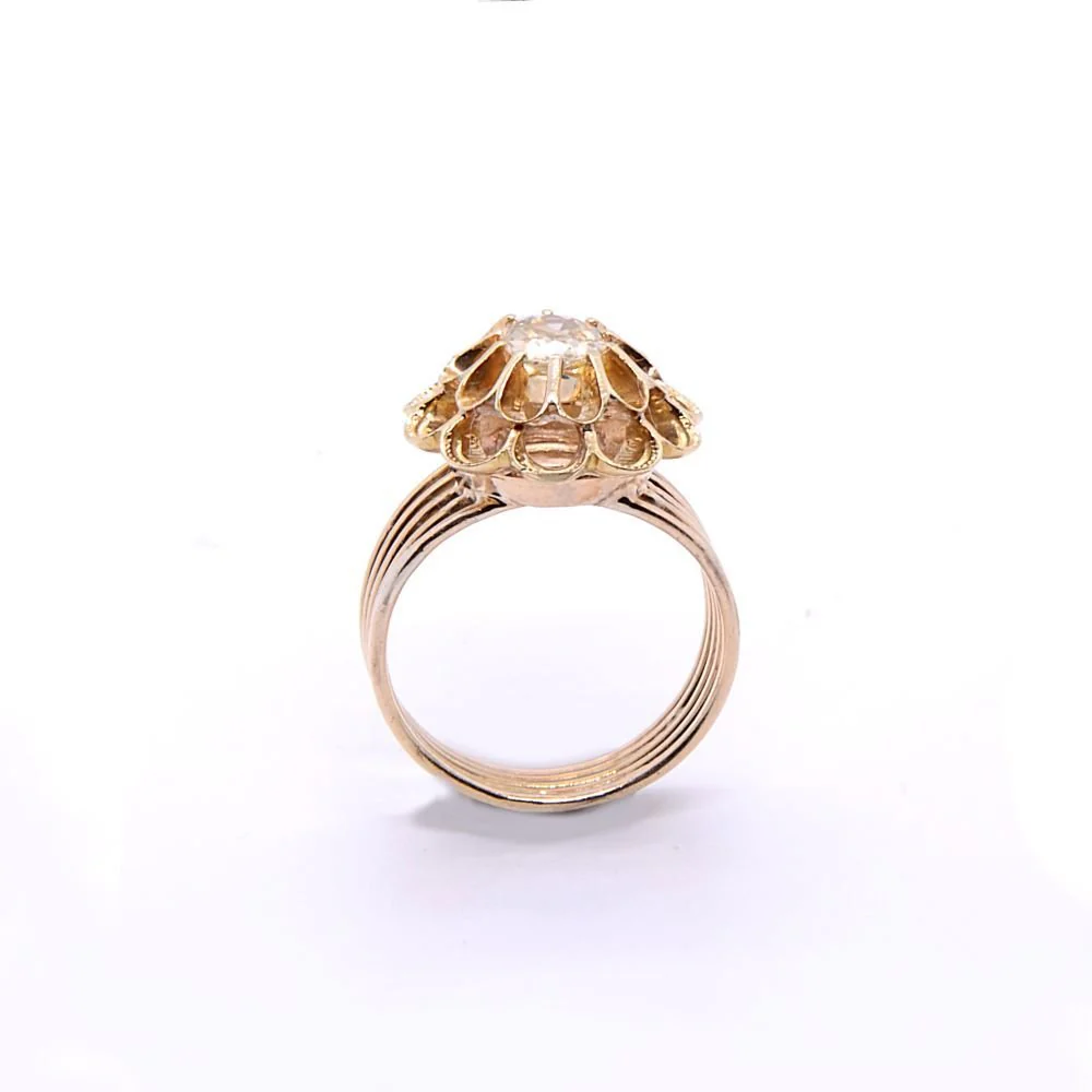 Bague fleur Napoléon III en or jaune et diamants - Image 4