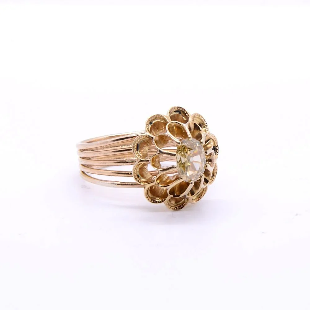 Bague fleur Napoléon III en or jaune et diamants - Image 5