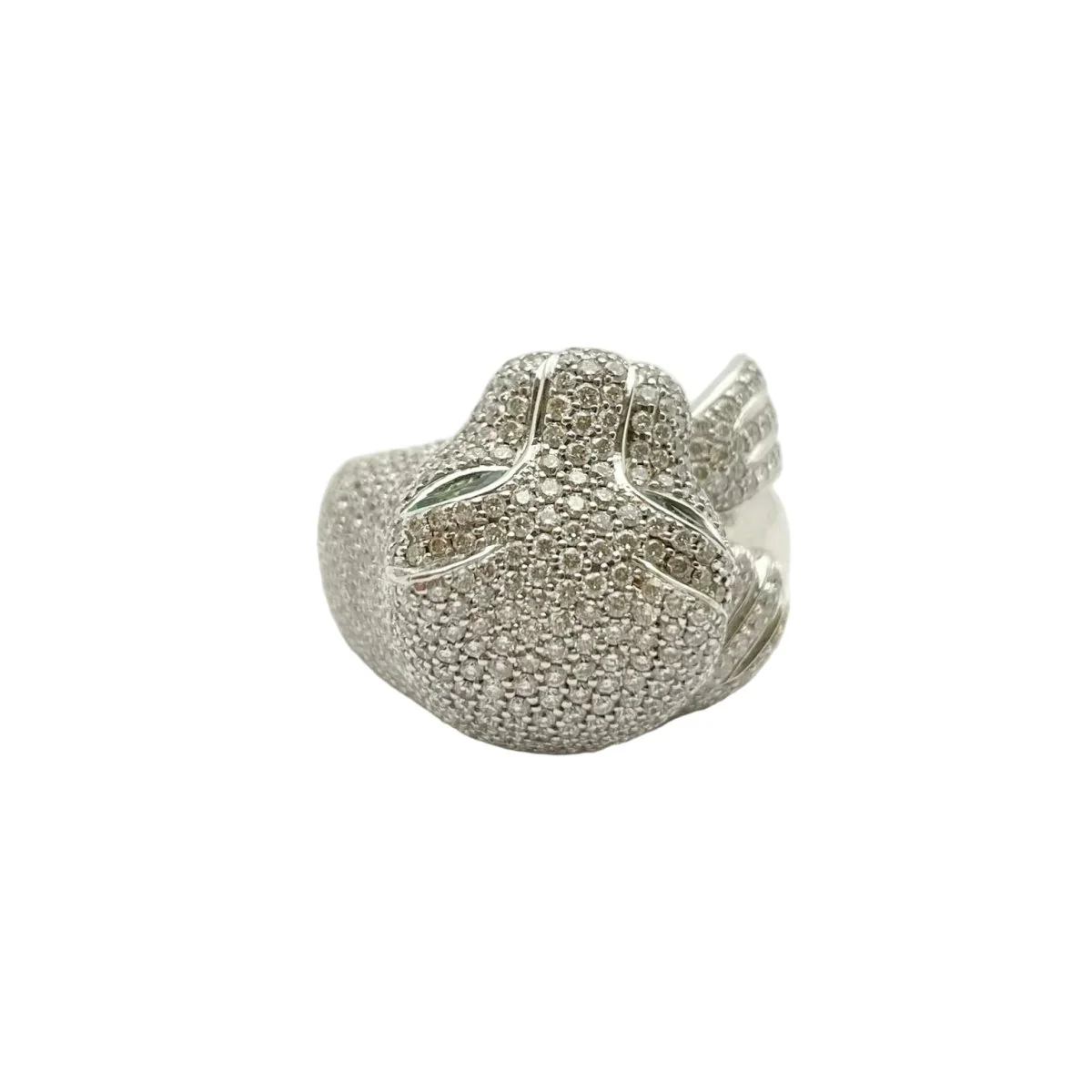 Bague Pavée GOUBLE' PARIS en or blanc, tsavorites et diamants