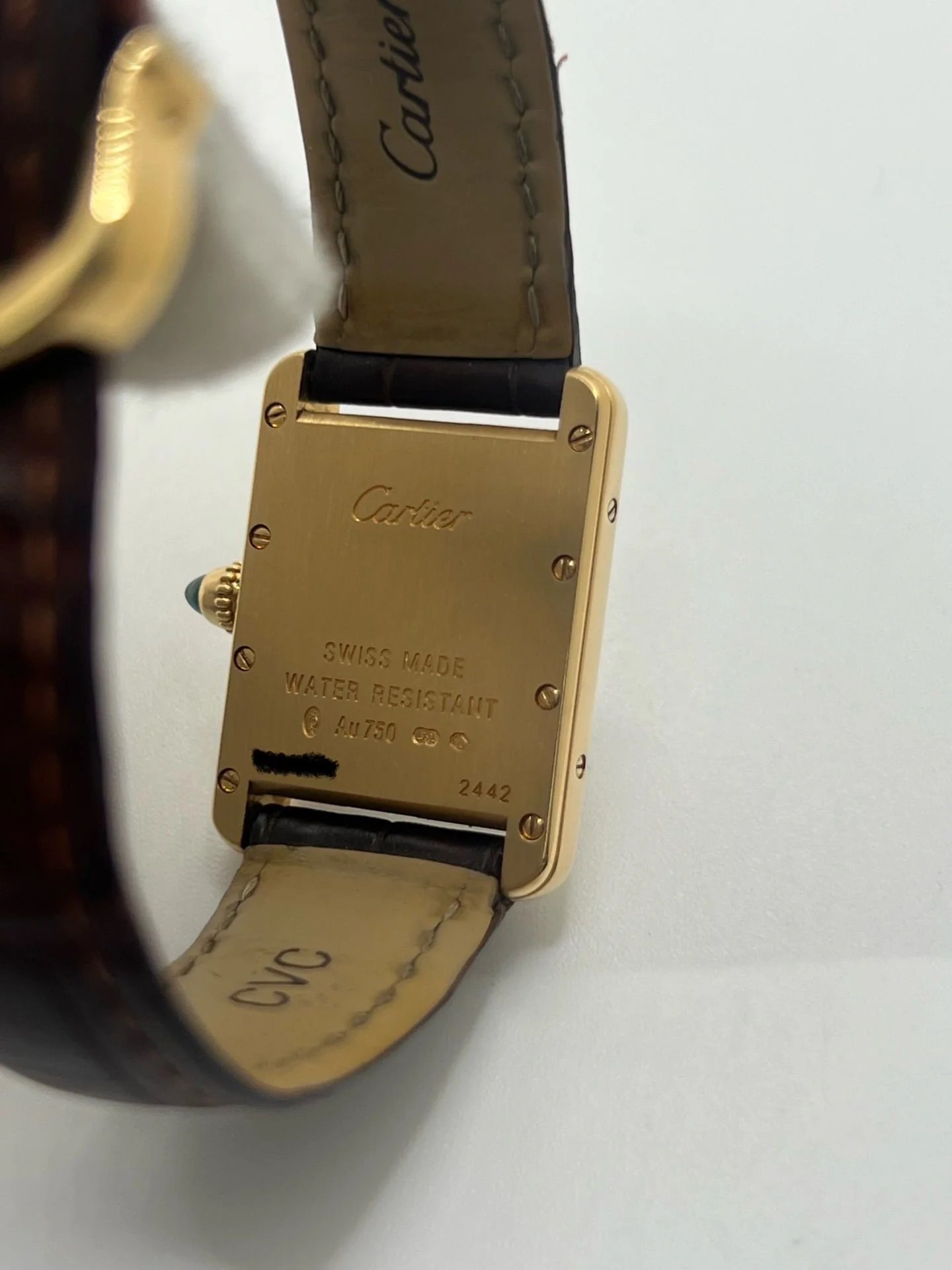 Montre CARTIER "Tank Louis" en or jaune, cuir et quartz - Image 4
