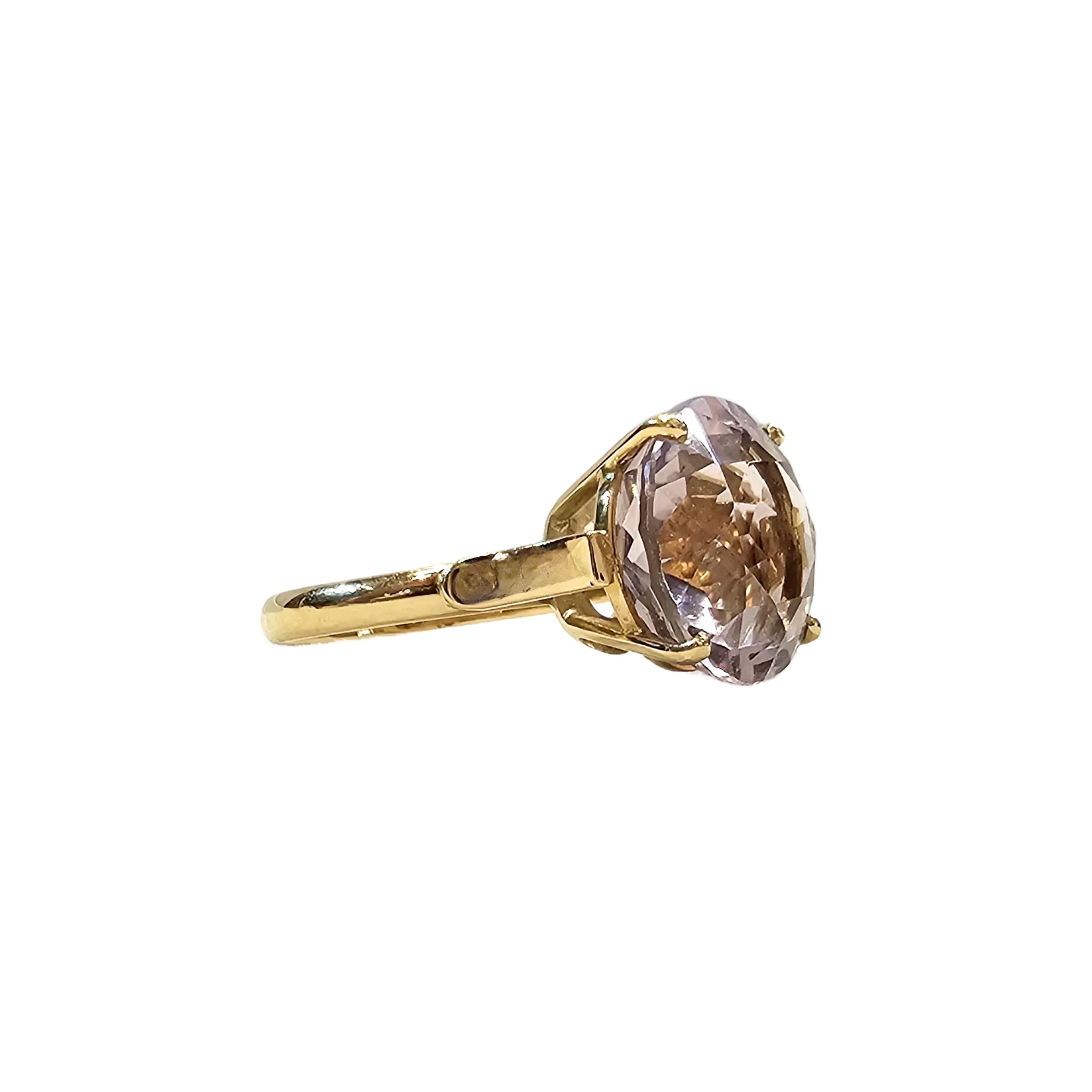 Bague en or jaune 18 carats et amethyste naturelle - Taille EU61 - Image 3