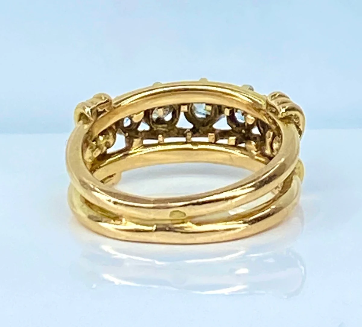 Bague en or jaune 18 carats et 5 diamants - Image 8