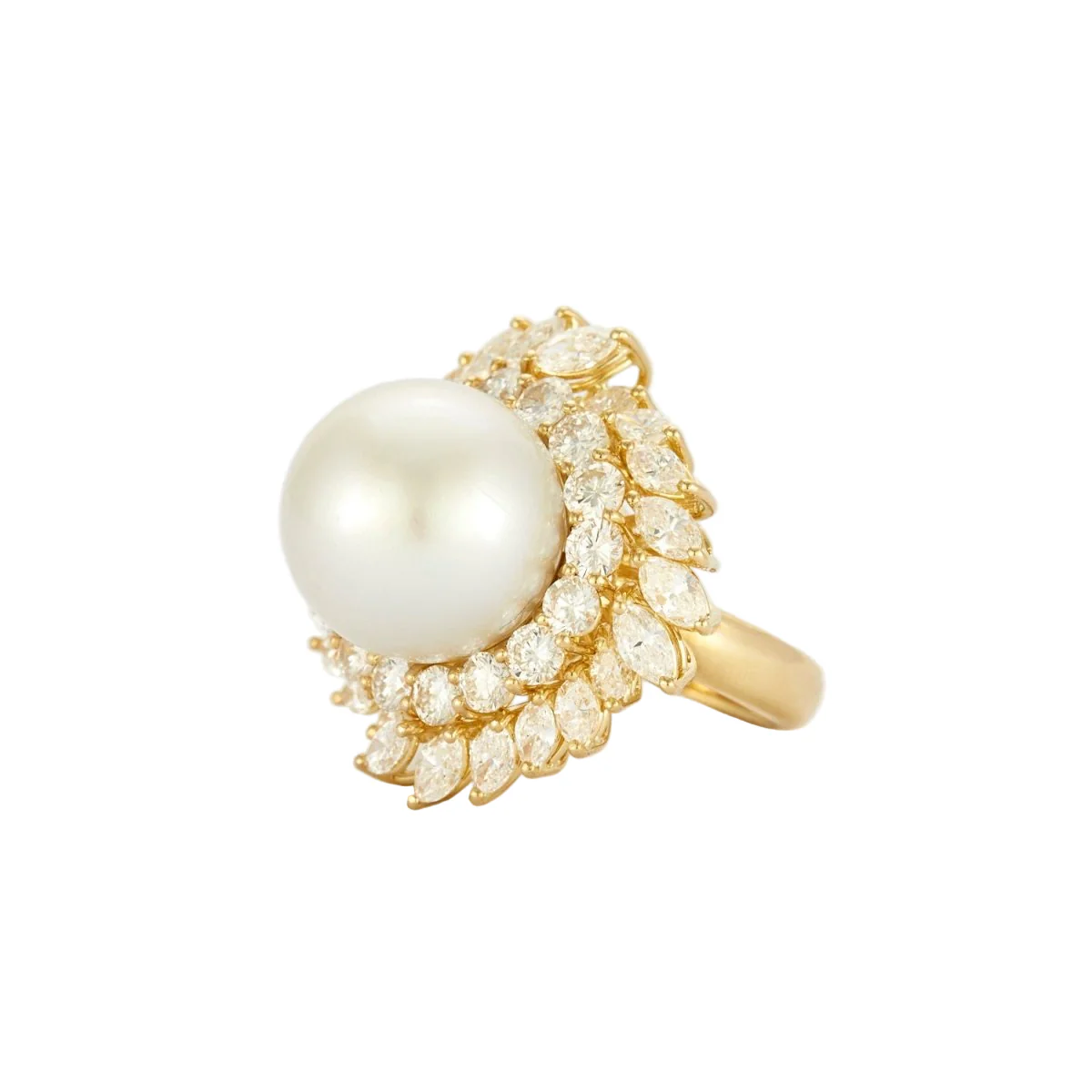 Bague Cocktail BUCHERER en or jaune, perle et diamants - Image 3