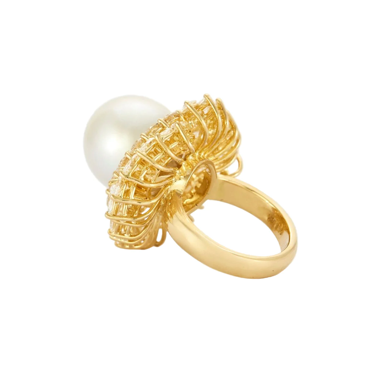 Bague Cocktail BUCHERER en or jaune, perle et diamants - Image 5
