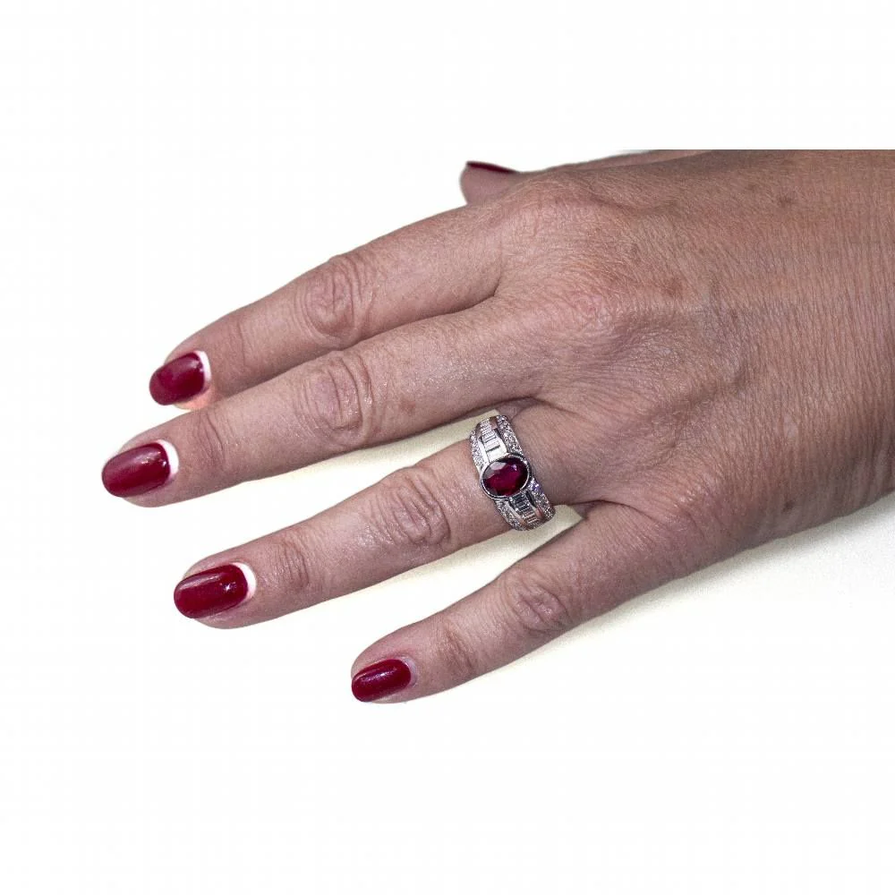 Bague BIRMANIA en or blanc et rubis - Image 2