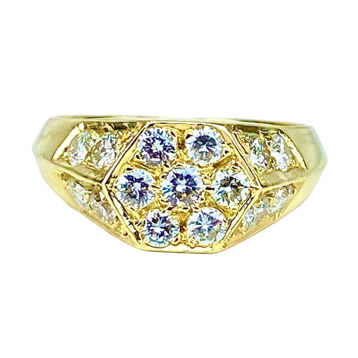 Bague Chevalière en or jaune et diamants