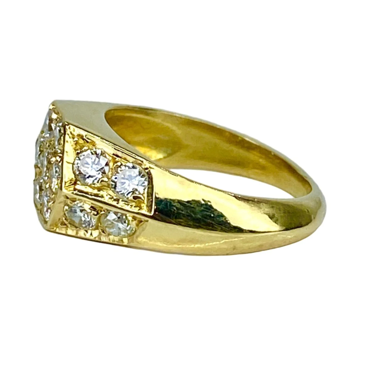 Bague Chevalière en or jaune et diamants - Image 3