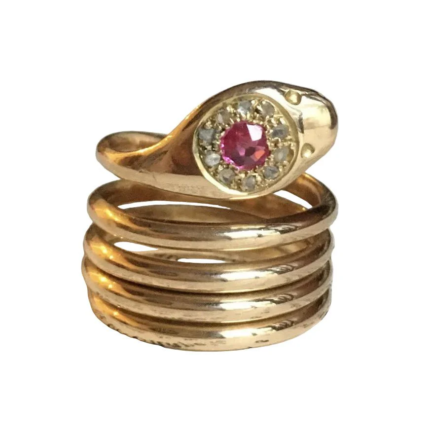 Bague Bandeau en or rose, rubis et diamants