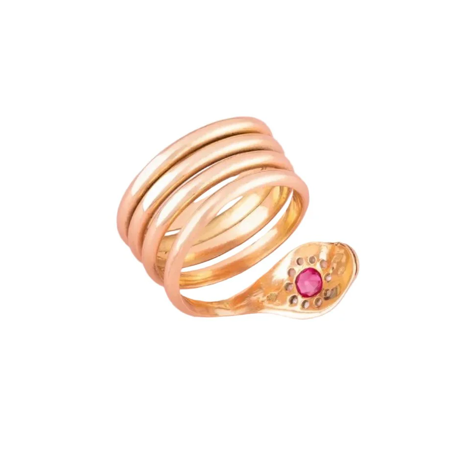 Bague Bandeau en or rose, rubis et diamants - Image 5