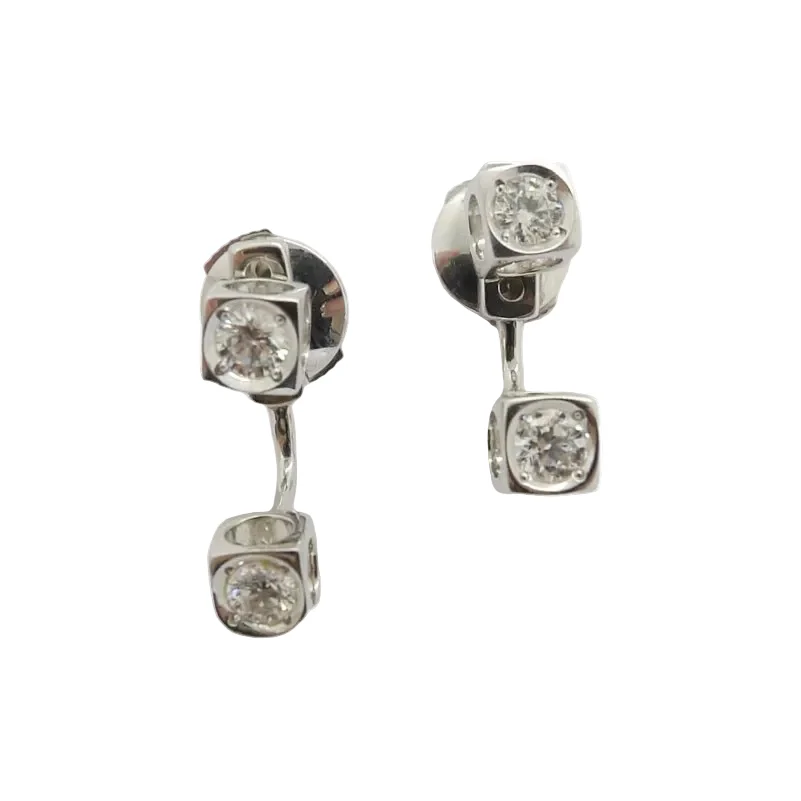 Boucles d'oreilles DINH VAN "Le Cube" en or blanc et diamants