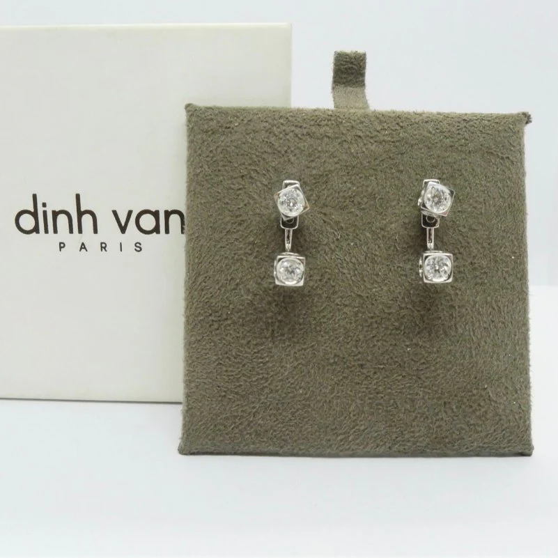 Boucles d'oreilles DINH VAN "Le Cube" en or blanc et diamants - Image 3