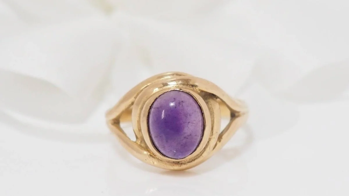 Bague en or jaune et améthyste - Image 5