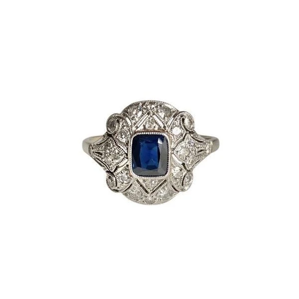 Bague Art Déco en or blanc et platin