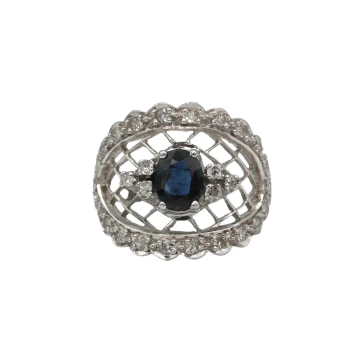 Bague en or blanc, saphir et diamants
