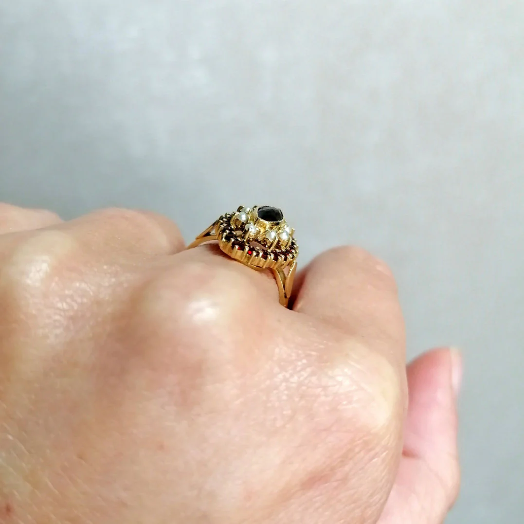 Bague grenats vintage - Image 3
