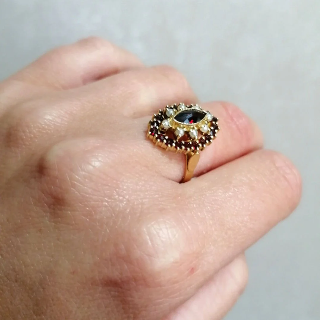 Bague grenats vintage - Image 4