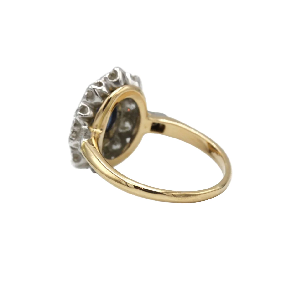 Bague Marguerite en or jaune, platine, saphir, et diamants - Image 5