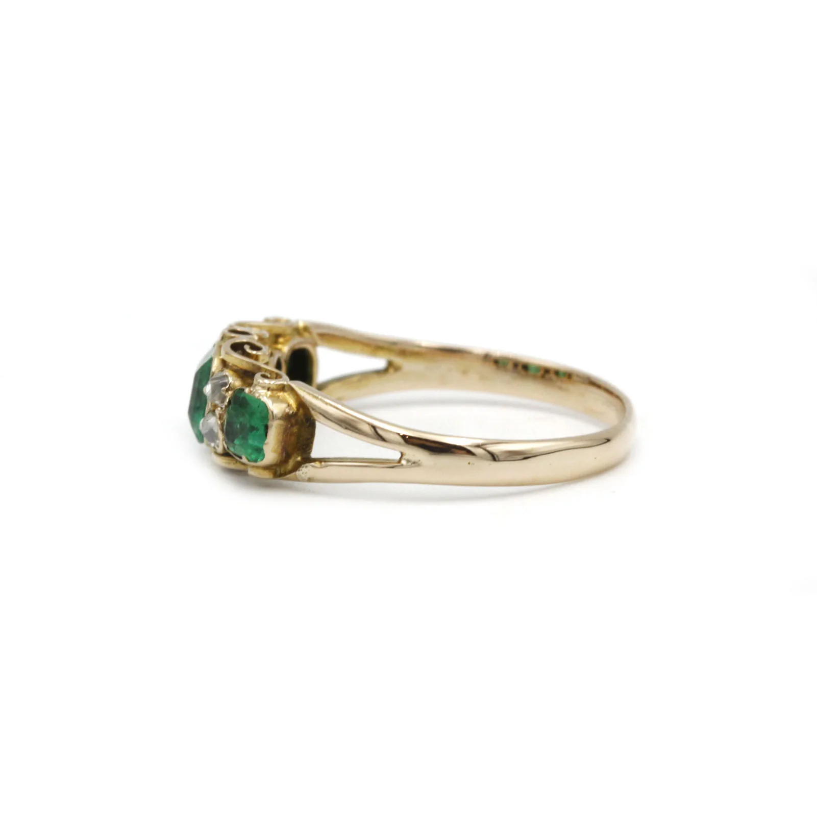 Bague - Or, Diamants, Emeraudes - Image 2
