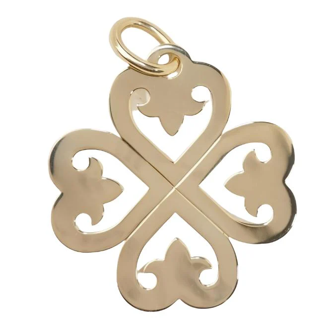 Pendentif trèfle Coeurs de Légende OJ Perrin en or jaune