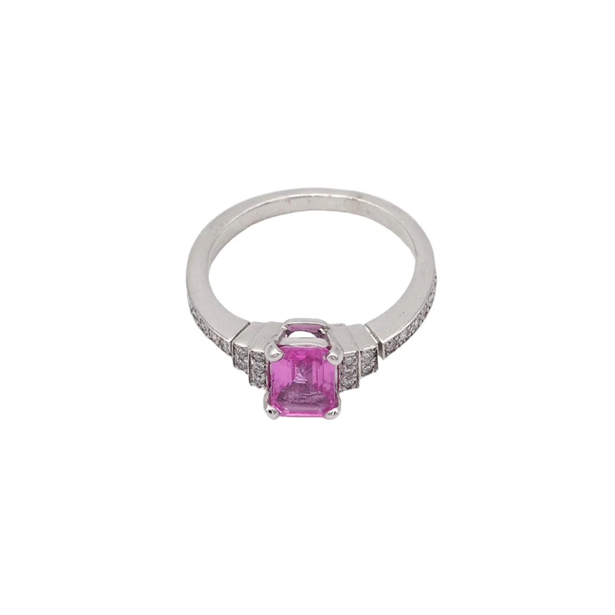 Bague Cocktail en or blanc, saphir et diamants - Image 3
