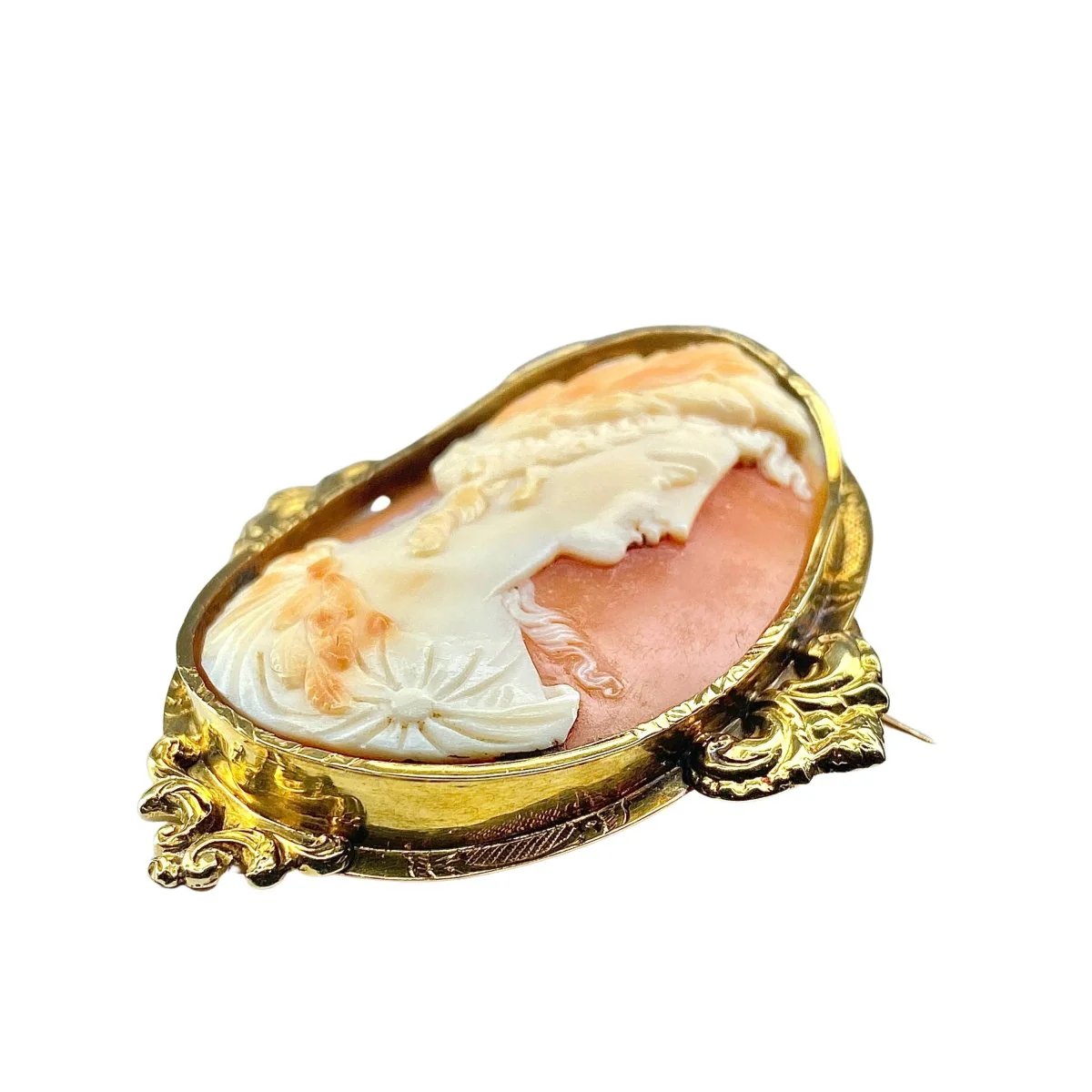 Broche en or jaune 18 carats et camée coquille , vers 1850. - Image 3