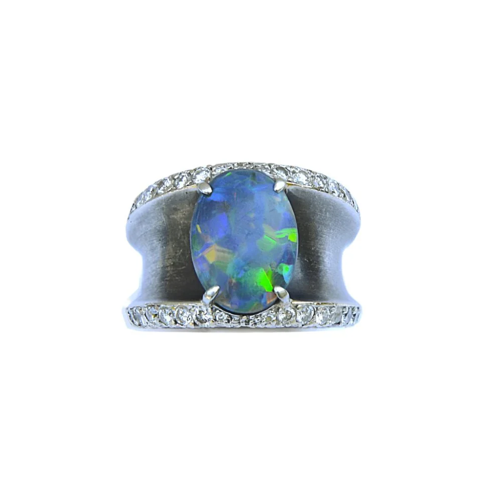 Bague Lorenz Baümer en argent, platine et opale