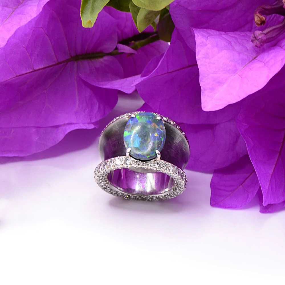 Bague Lorenz Baümer en argent, platine et opale - Image 4