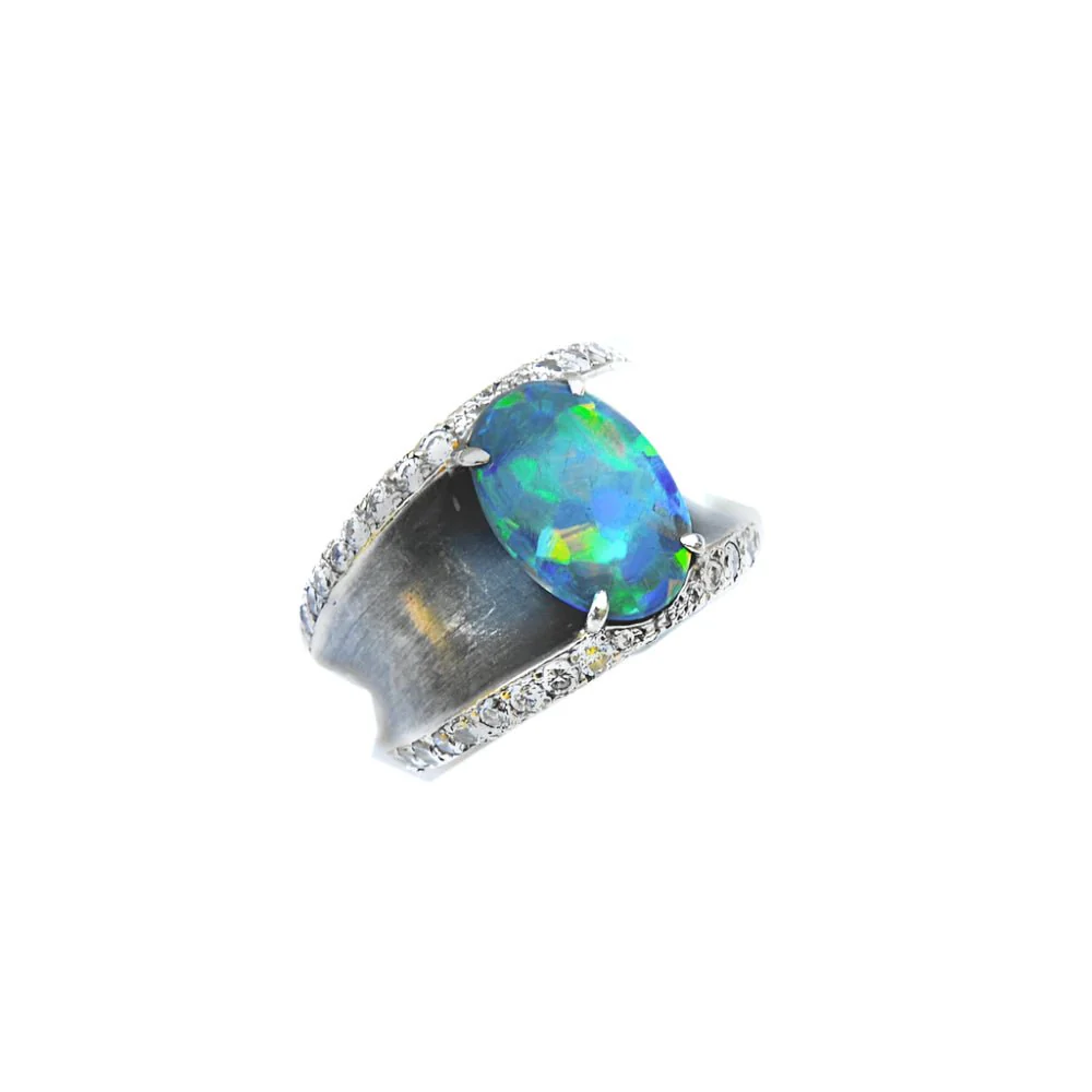 Bague Lorenz Baümer en argent, platine et opale - Image 6