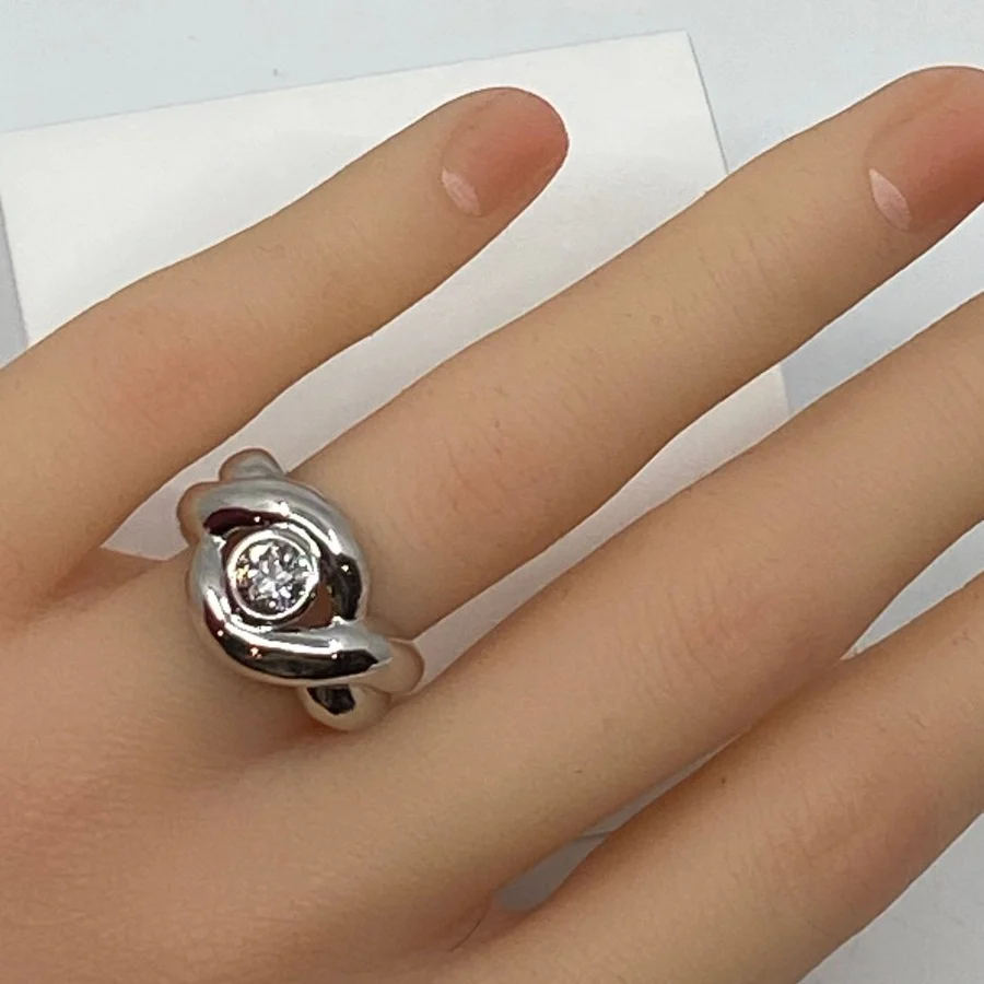 Bague Bandeau en or blanc et diamant - Image 2