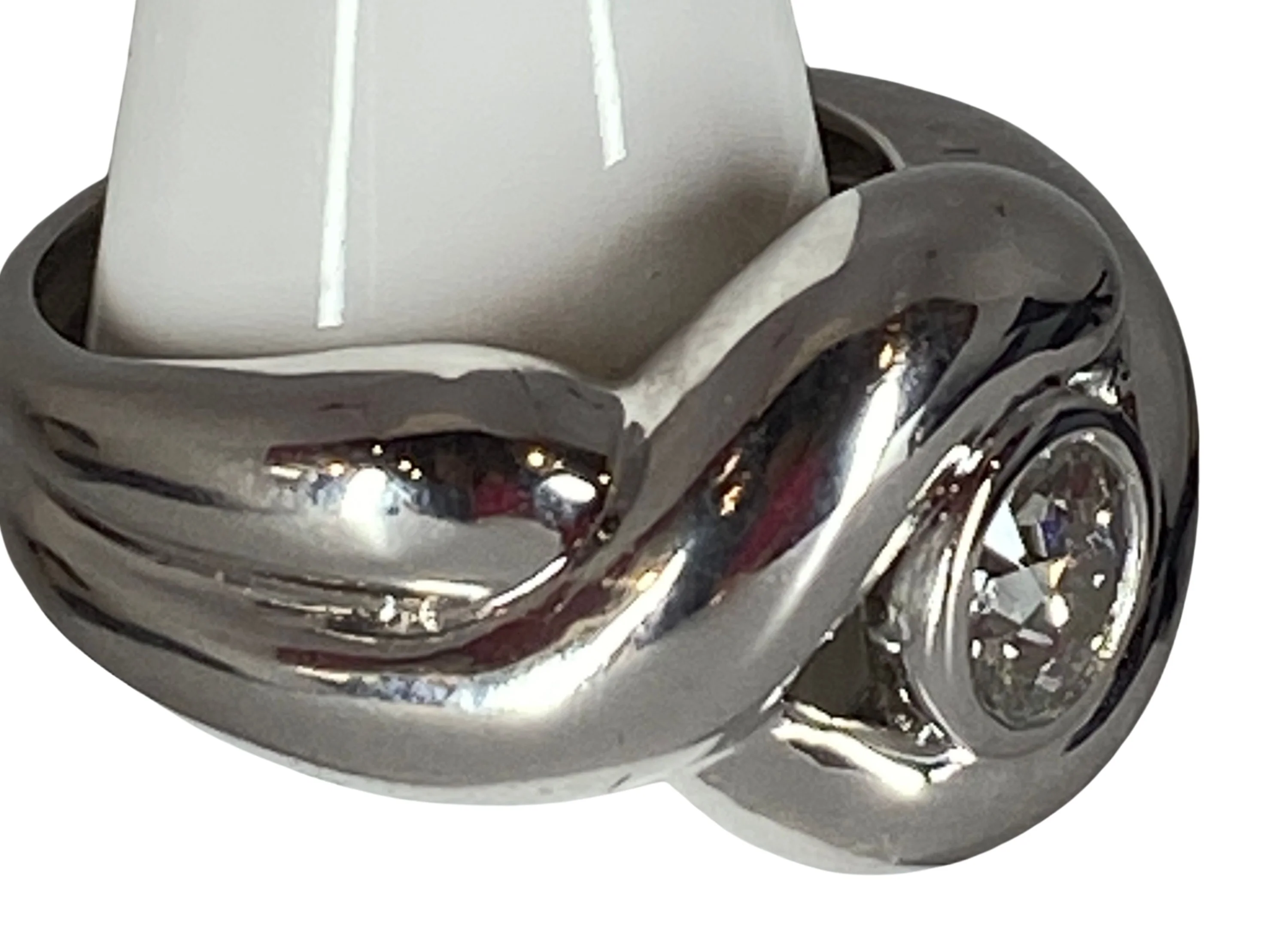 Bague Bandeau en or blanc et diamant - Image 4