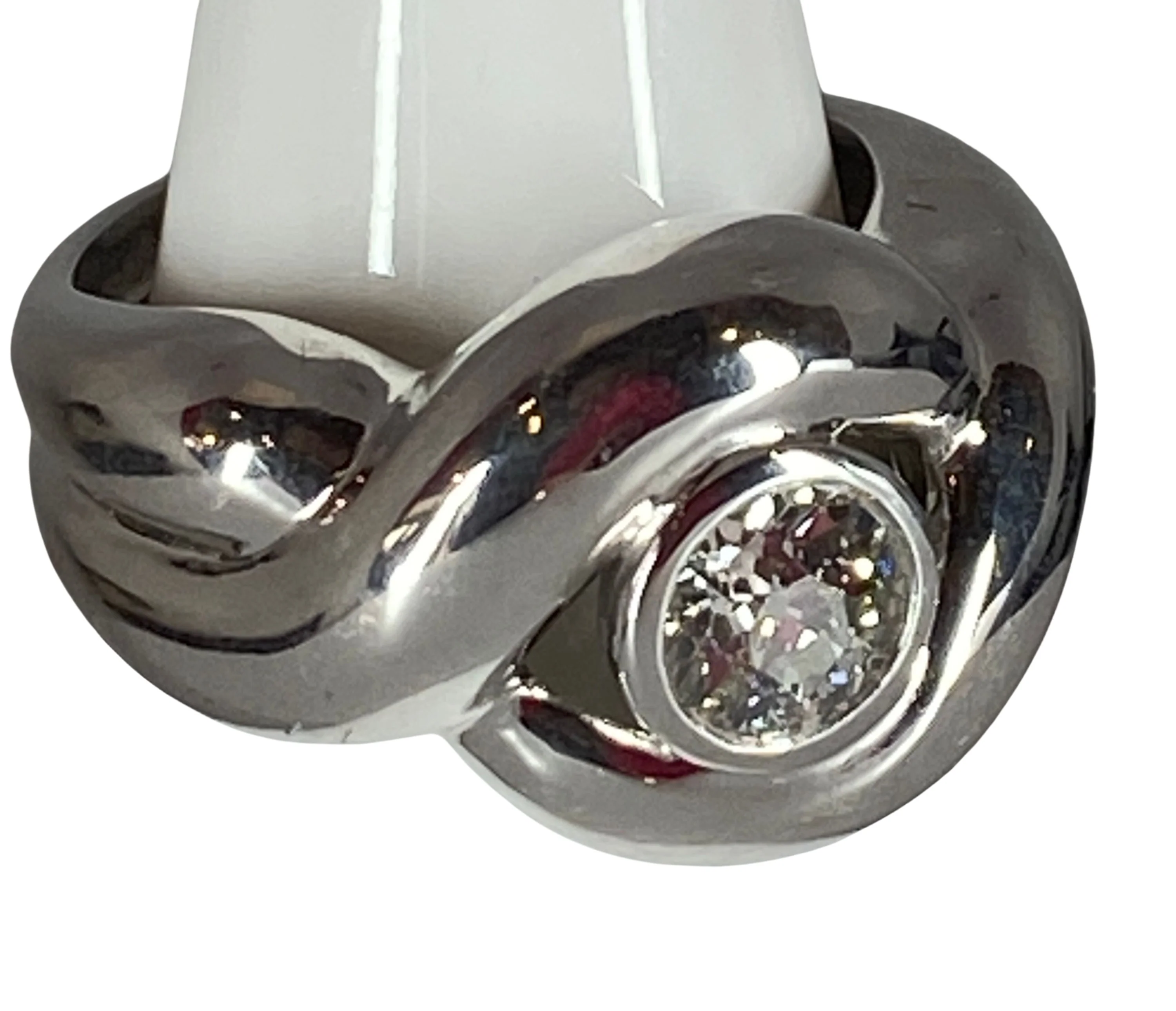 Bague Bandeau en or blanc et diamant - Image 5