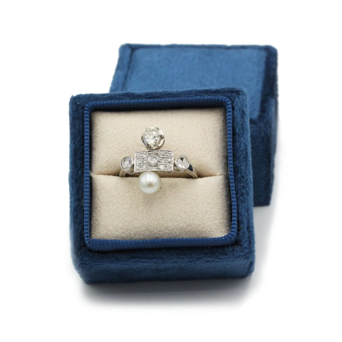 Bague - Or blanc, perles et diamants - Image 6