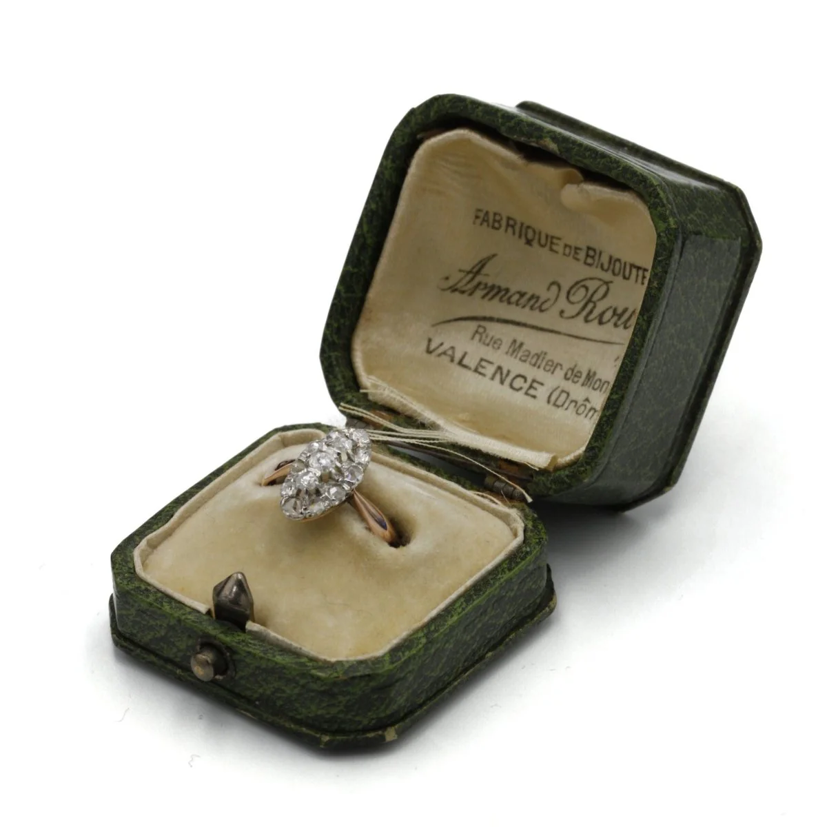 Bague marquise XIXe siècle en or rose, platine et diamants - Image 6