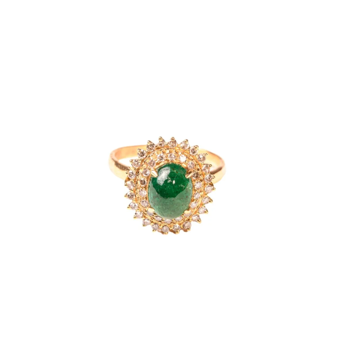 Bague Marguerite émeraude et diamants en or jaune