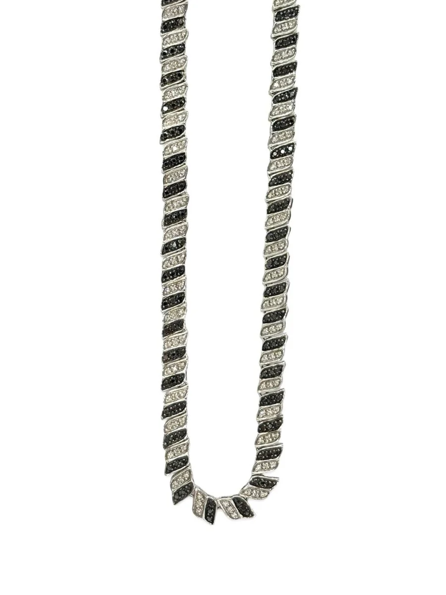 Collier en or blanc 18K et diamants incolores et noirs 2 ct - Image 2
