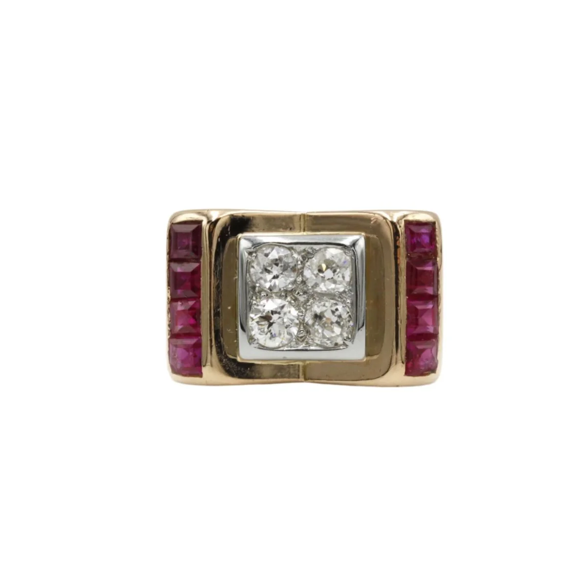 Bague TANK - Or, diamants et rubis