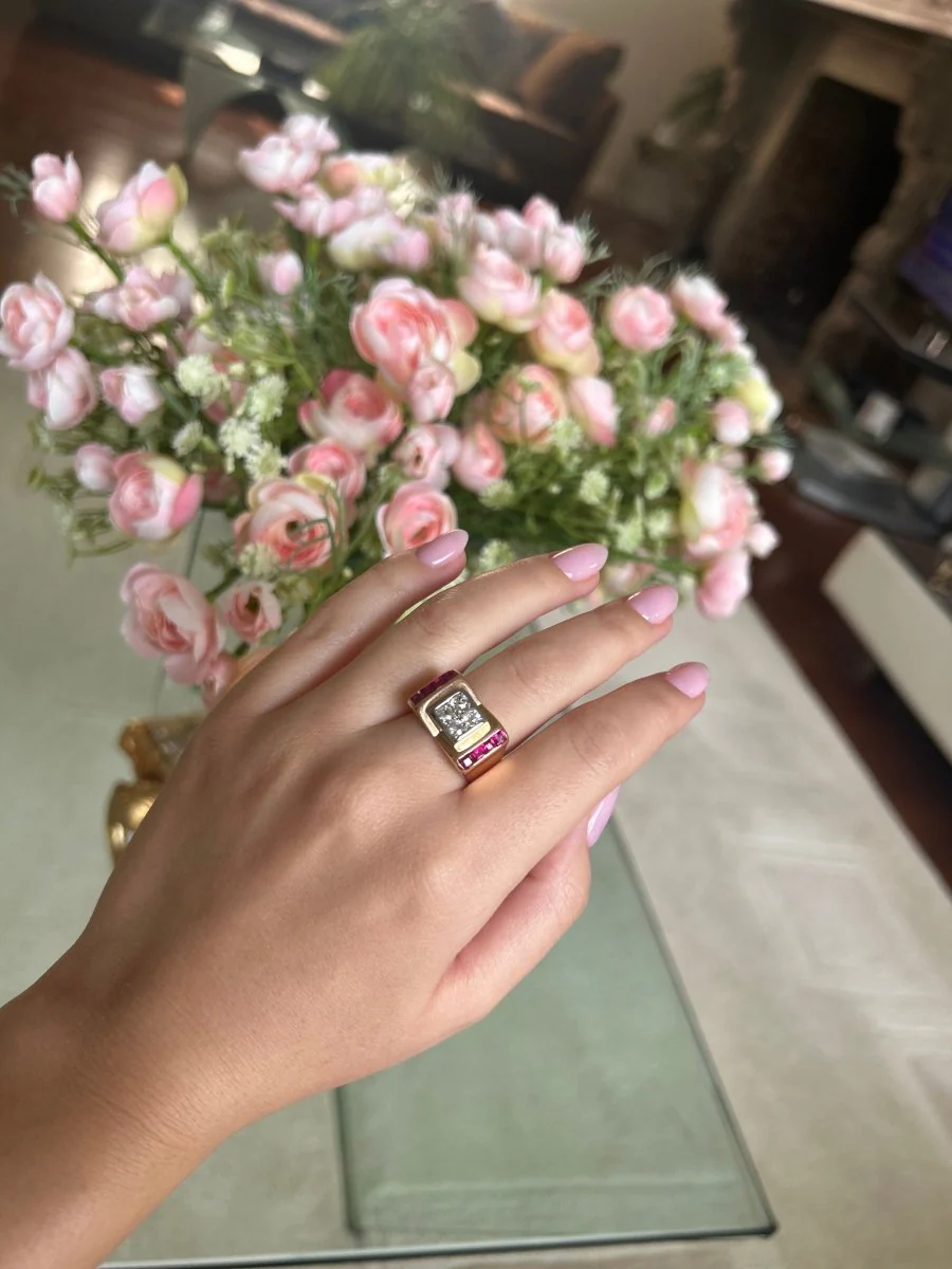 Bague TANK - Or, diamants et rubis - Image 10